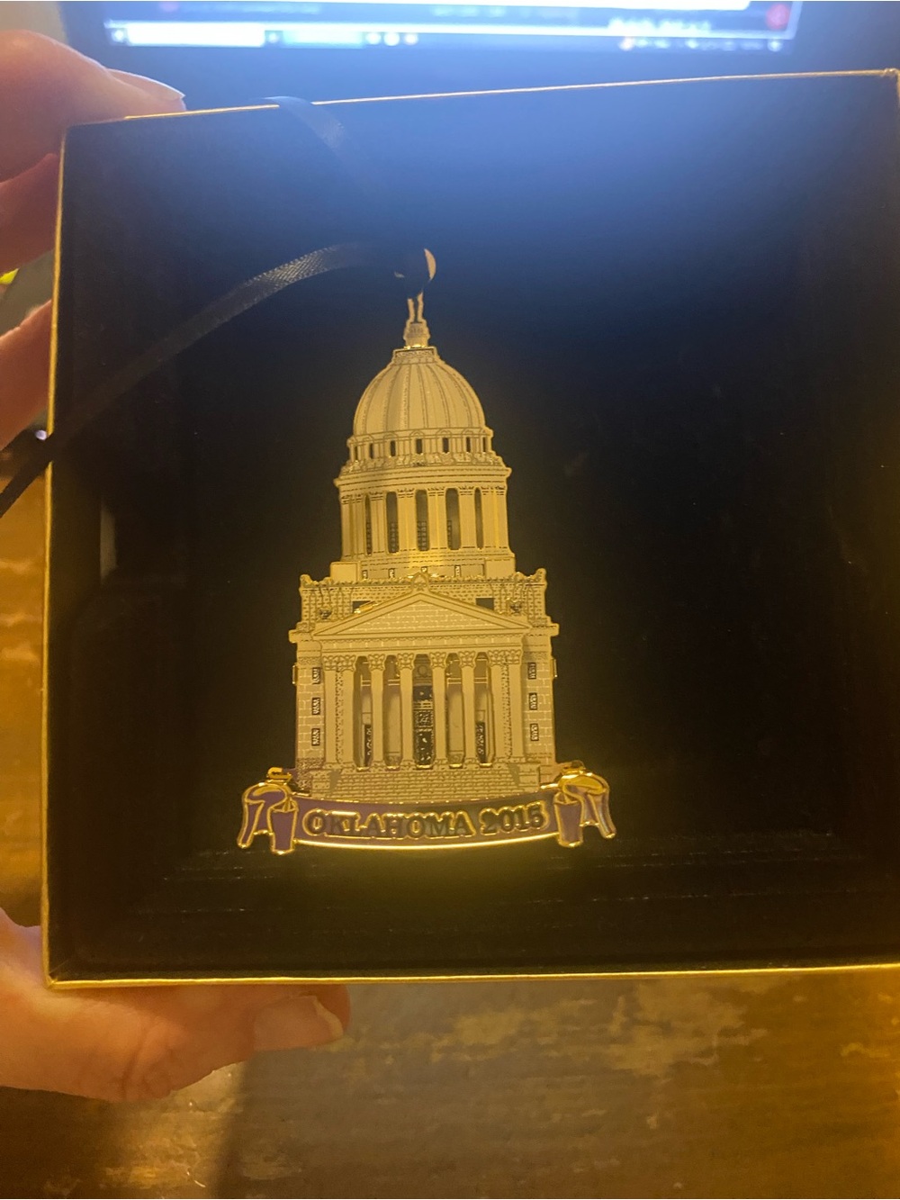 Gold Oklahoma Capitol Ornament - Home Art